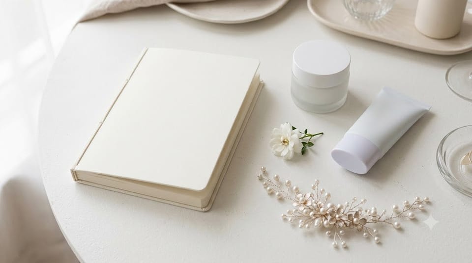 Ảnh minh họa AI: Lên lịch chăm sóc da trước ngày cưới với các sản phẩm quen thuộc